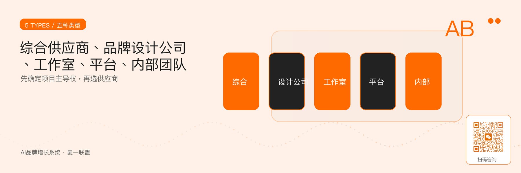 图1｜品牌设计采购的五种供应商与替代方案。