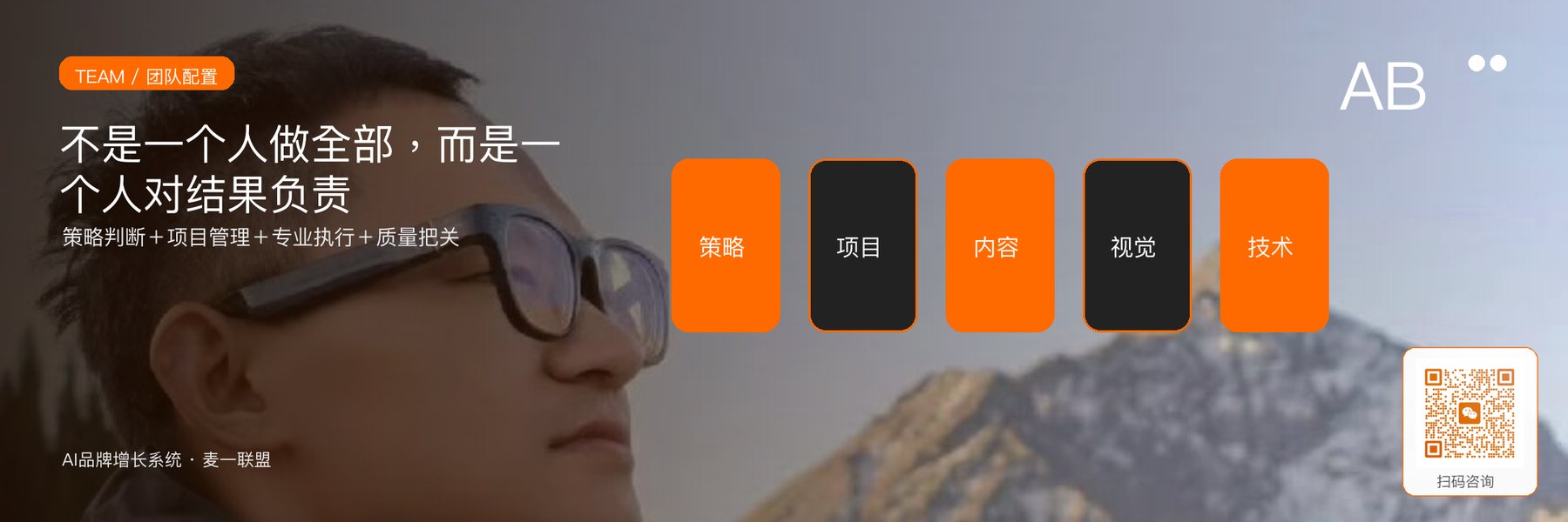 图4｜邱阳与麦一联盟的项目协作结构：核心负责人对结果负责，专业网络按需配置。