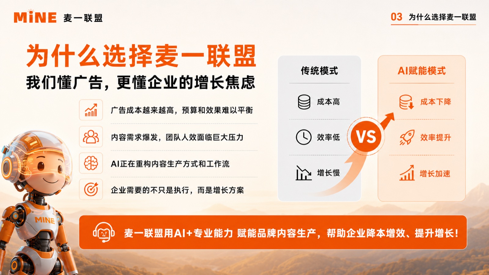麦一联盟传统模式与AI赋能内容生产方式对比